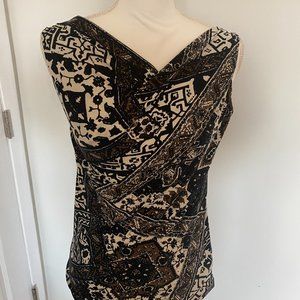 Chaps Ralph Lauren woman’s Size M Pull Over Black /Ivory Sleeveless Top